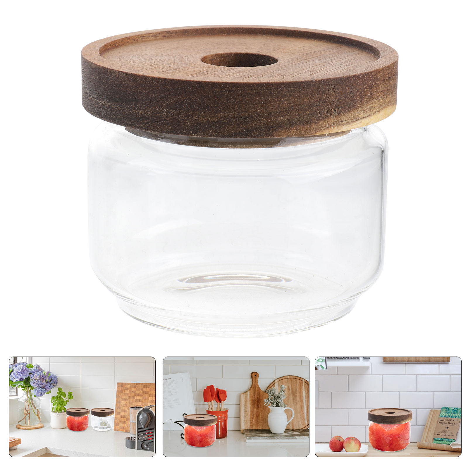 Food Storage Jars With Wooden Lids - Стеклянная термостойкая банка для хранения чая