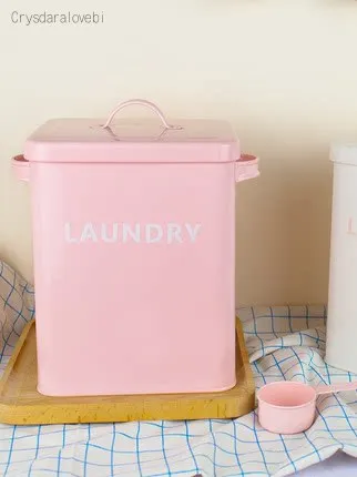 Food Storage With Scoop - Розово-белый металлический контейнер для хранения порошка,