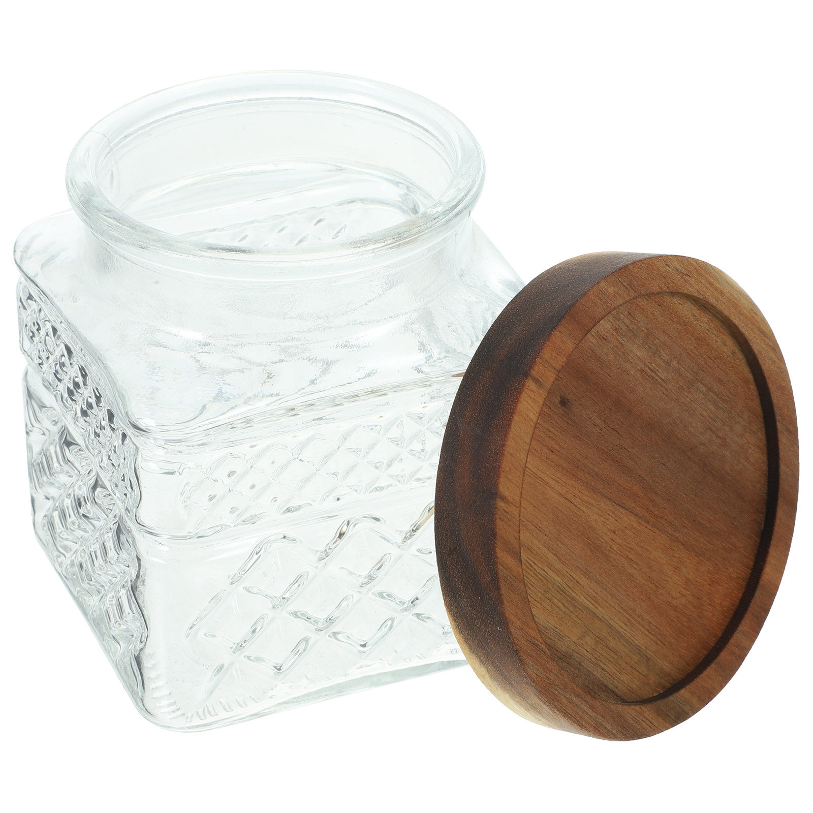 Food Storage Jars With Wooden Lids - Прозрачная стеклянная банка с деревянной крышкой,