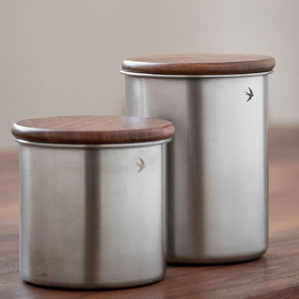 Food Storage Jars With Wooden Lids - Новая банка для матча из нержавеющей