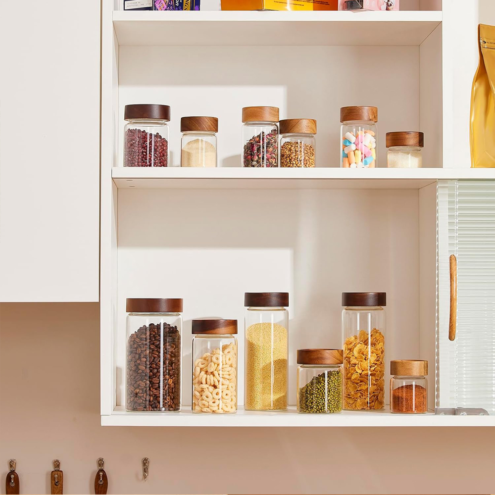 Стеклянные банки для хранения  – обзор и цена Food Storage Jars With Wooden Lids