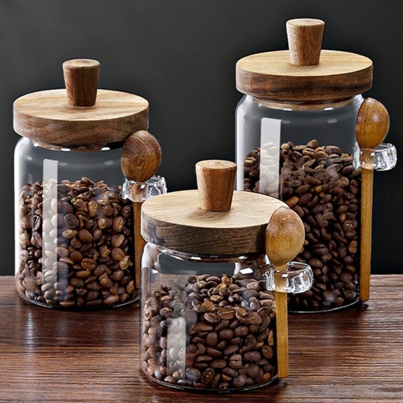 Набор из 3 стеклянных банок AB – обзор и цена Food Storage Jars With Wooden Lids