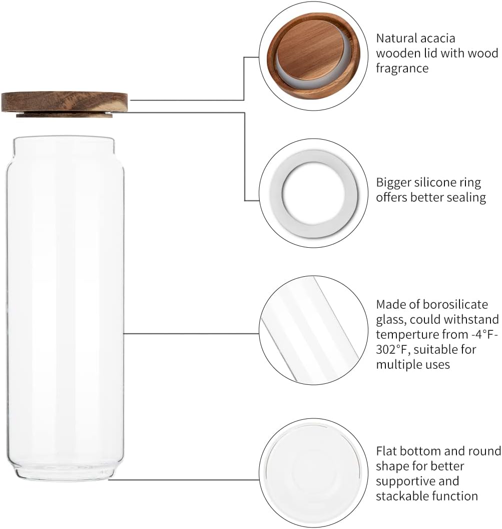 Набор из 4 стеклянных банок об – обзор и цена Food Storage Jars With Wooden Lids