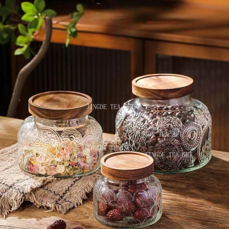 Стеклянная банка для хранения  – обзор и цена Food Storage Jars With Wooden Lids