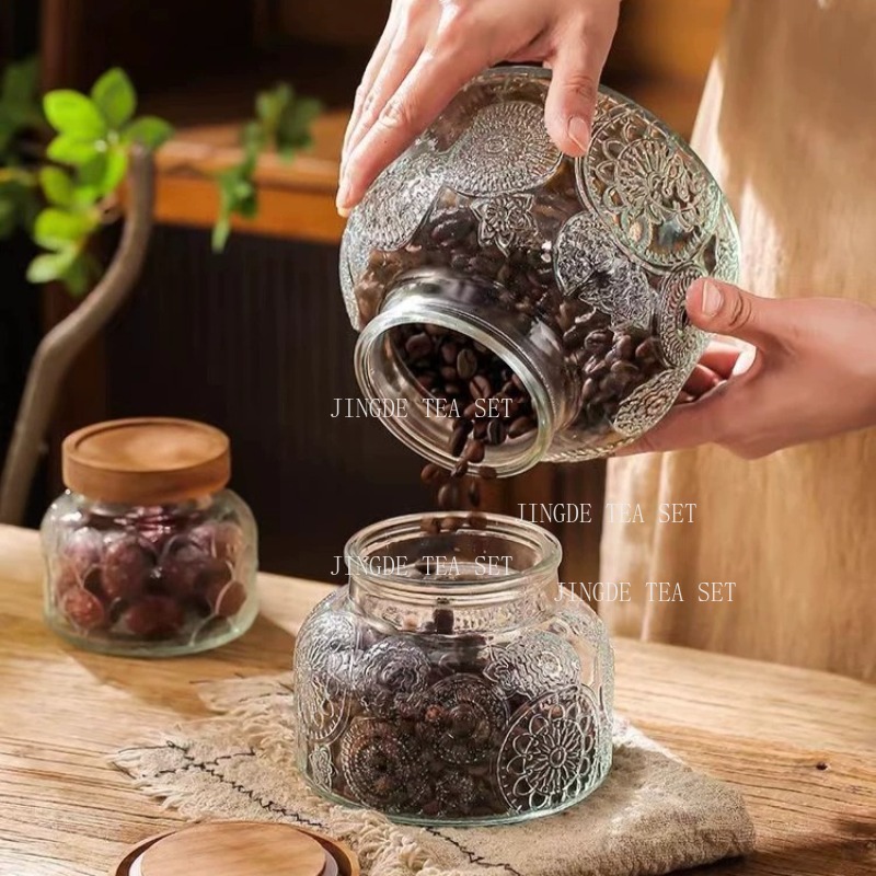 Стеклянная банка для хранения  – обзор и цена Food Storage Jars With Wooden Lids