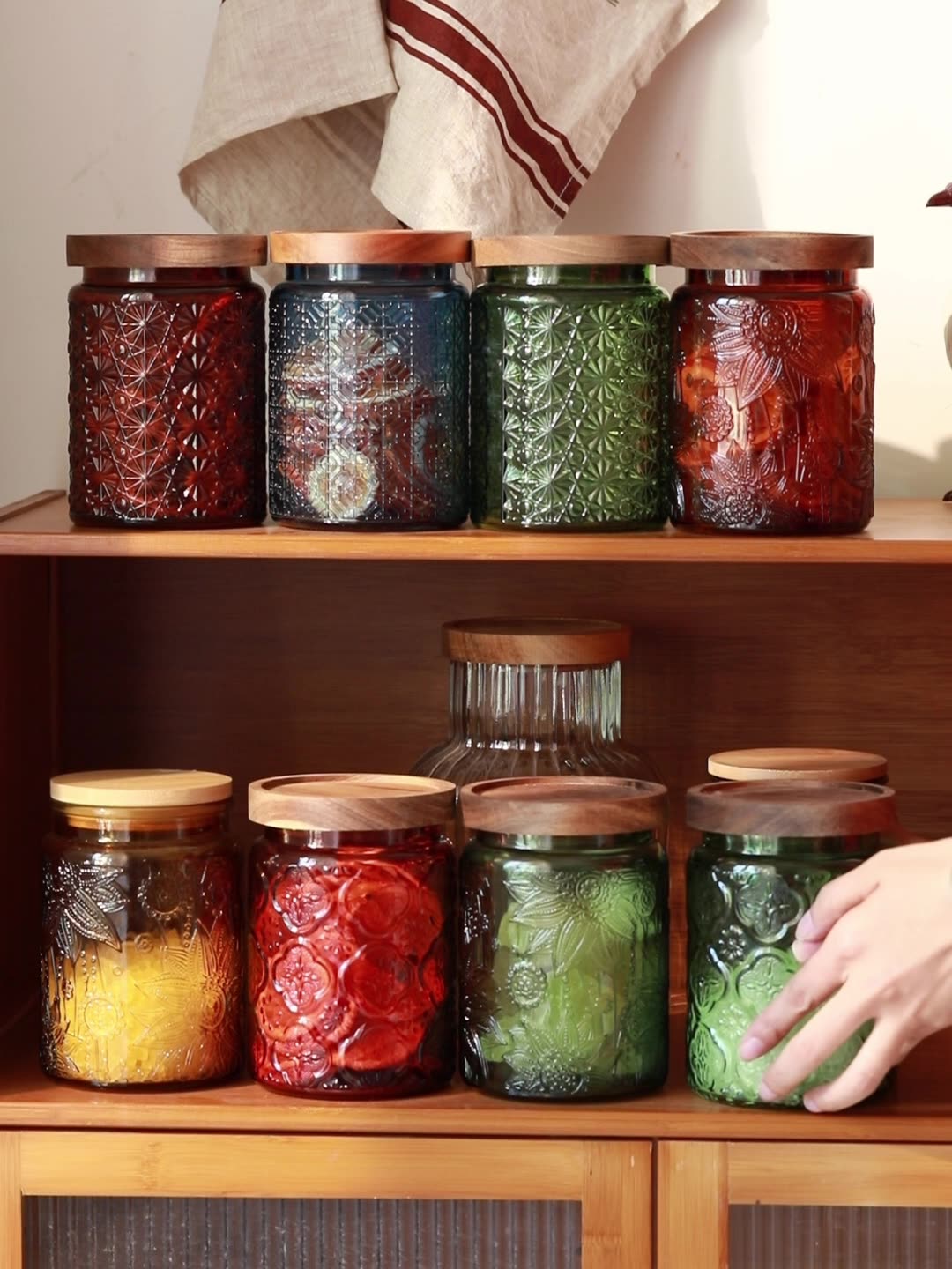 Винтажная стеклянная кухонная  – обзор и цена Food Storage Jars With Wooden Lids